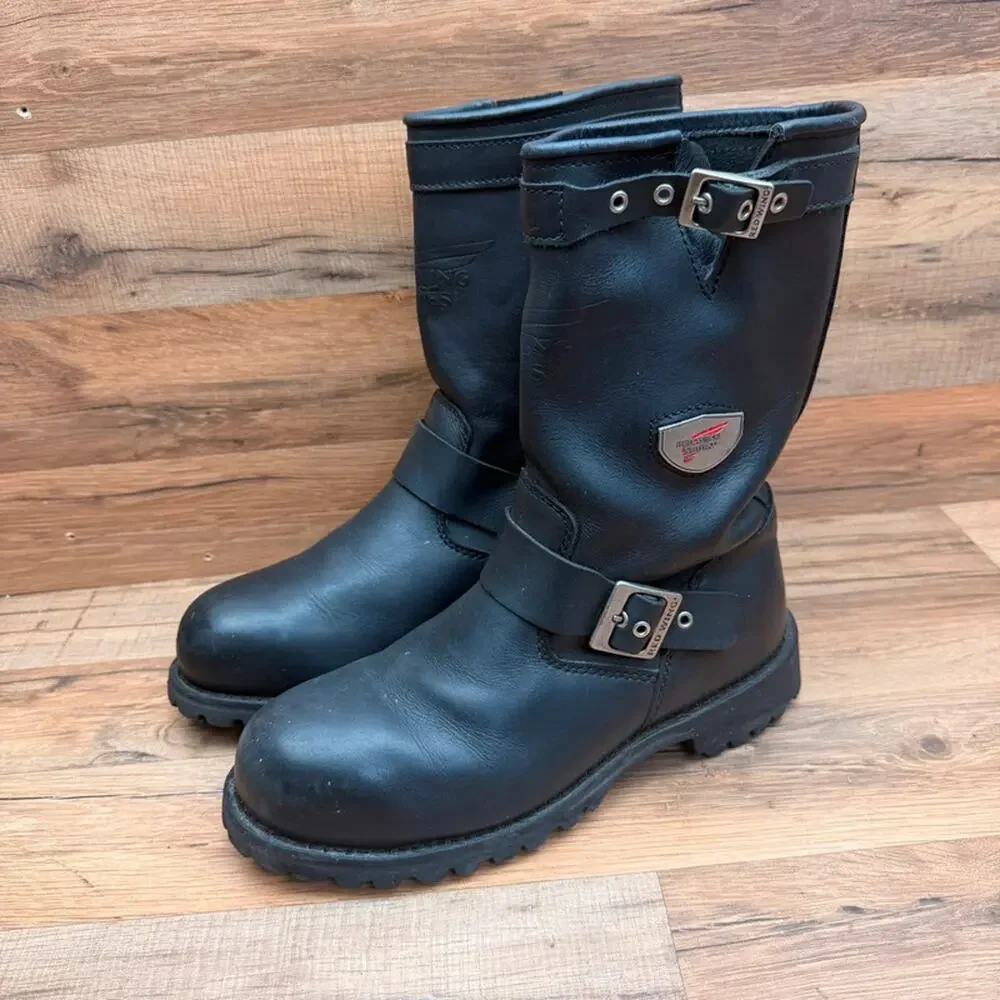 Red Wing Engineer Boots Size 9D Black Leather 988 Motorcycle Mens Steel Toe